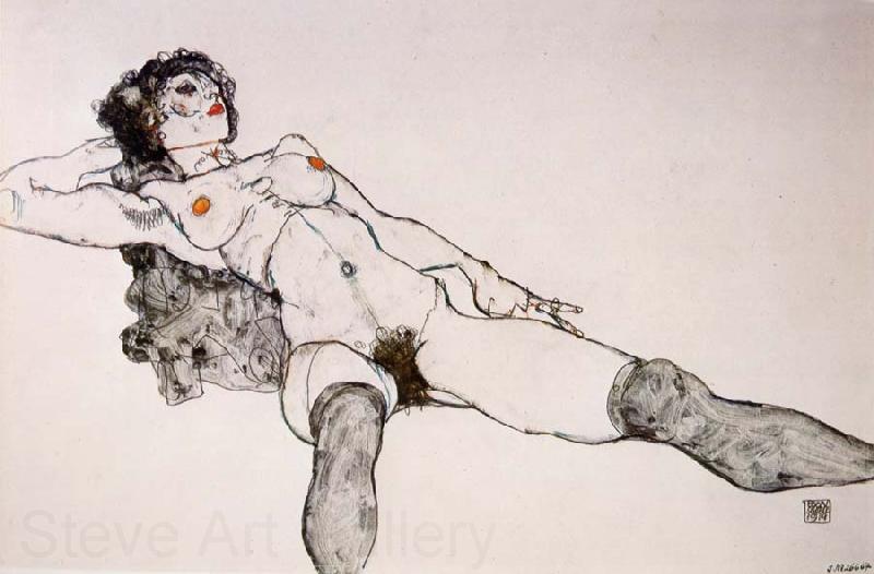 Egon Schiele Recumbent Female Nude with Legs Apart France oil painting art